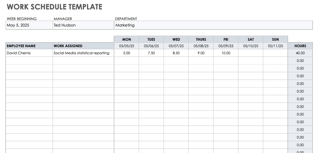 Google Sheets Employee Schedule Template